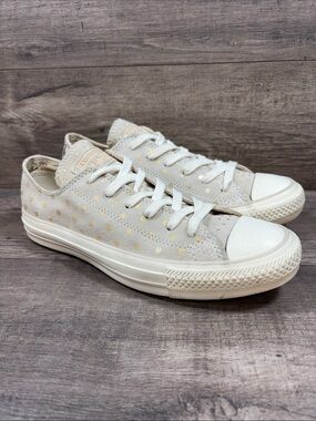 Converse All Star Women’s Cream w/Gold Polka Dots Faded Look Shoes Oxford Size 7